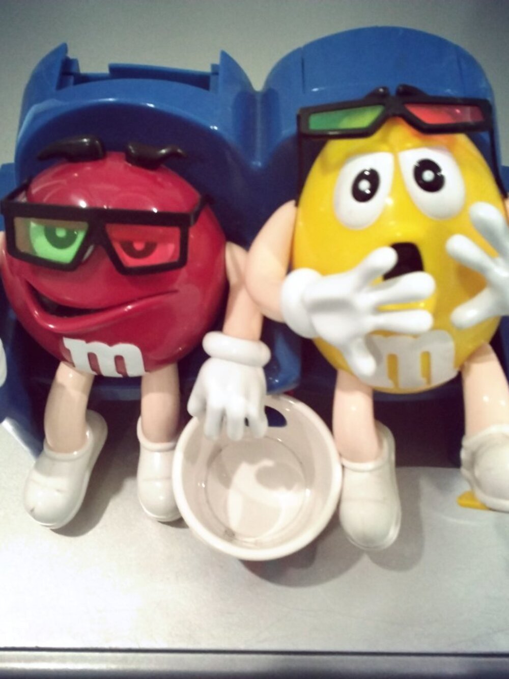 Vintage M &M's Candy Dispenser "At The Movies With 3D Glasses" Collectible Great